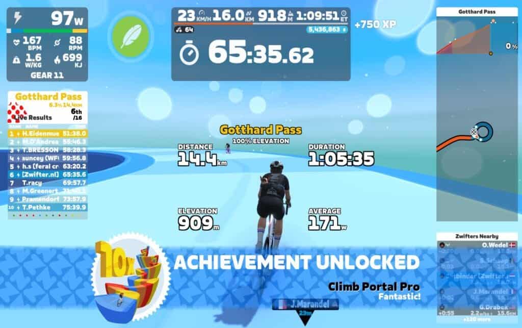 Zwift Climb Portal - na 10 beklimmingen krijg je een badge