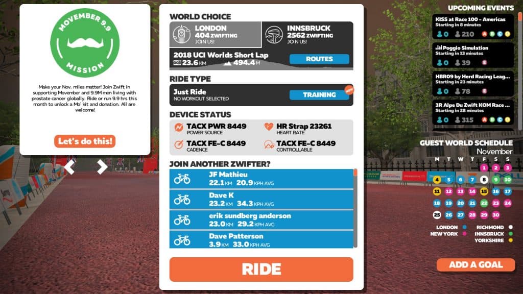 Zwift events